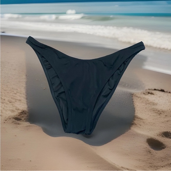 NWT Victoria’s Secret Black Sexy High Leg Brazilian Swim Bikini Bottom - Picture 2 of 10